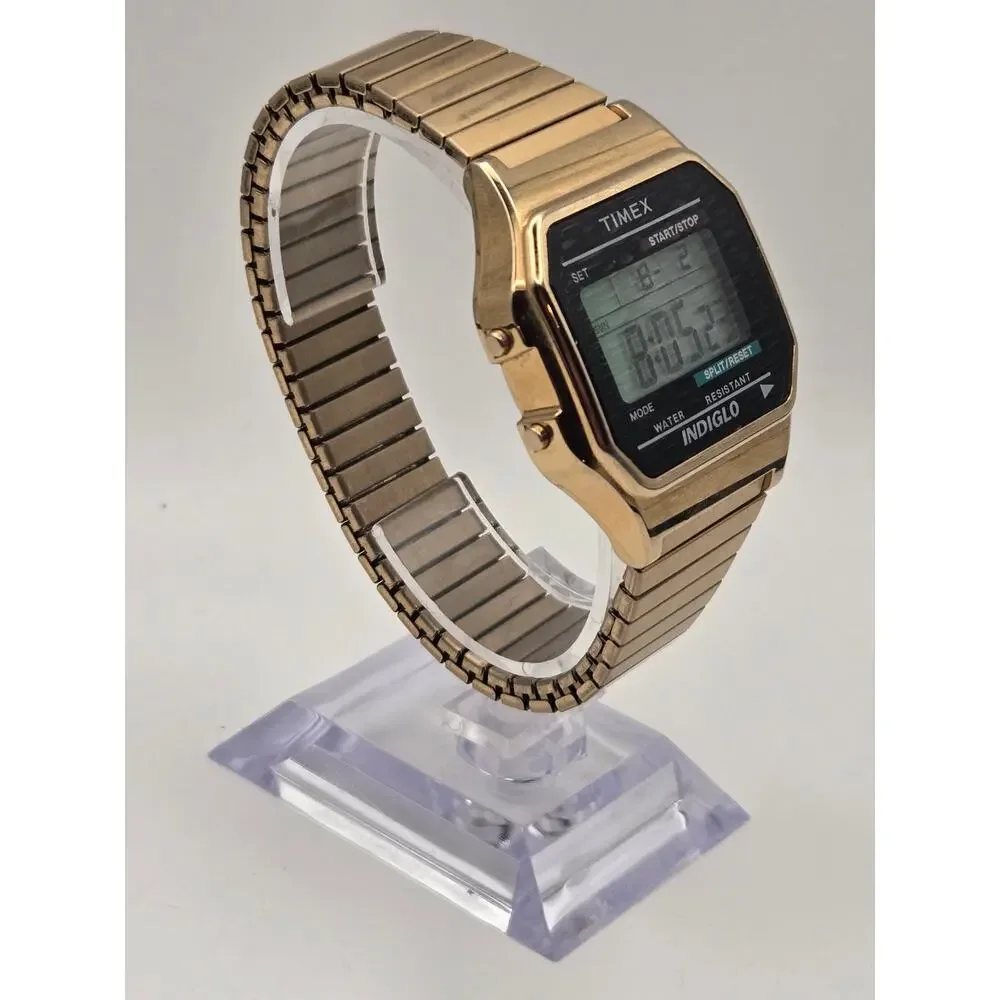 Vintage Timex 555 Gold Tone Digital Indiglo